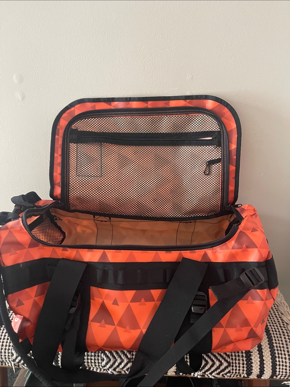 Orange Geometric Men's Duffel Bag - Backpack